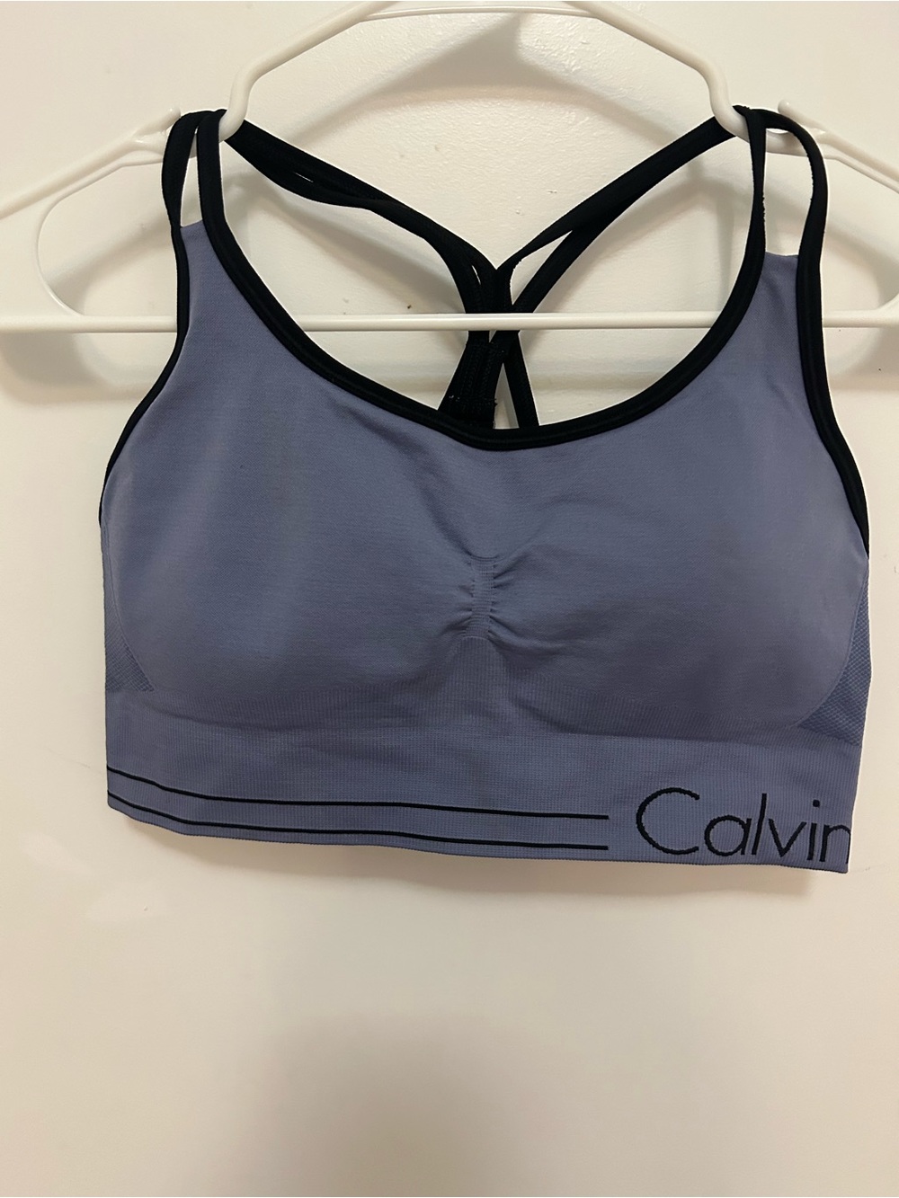 Calvin Klein Lavender Seamless Sports Bra with Black Trim